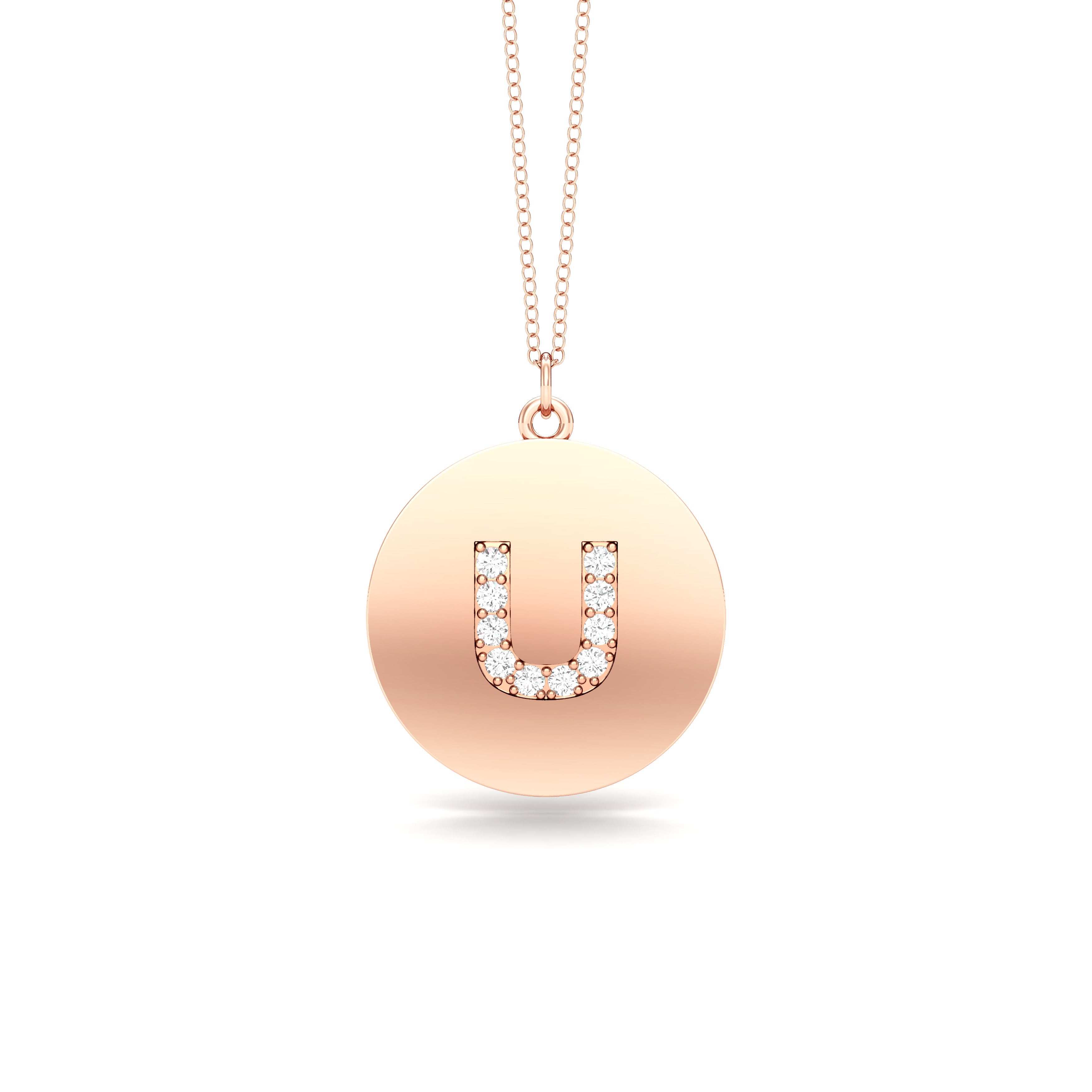 0.07Ct Diamond A-Z Alphabet Initial Pendant, 18" Gold Chain in 14K Gold