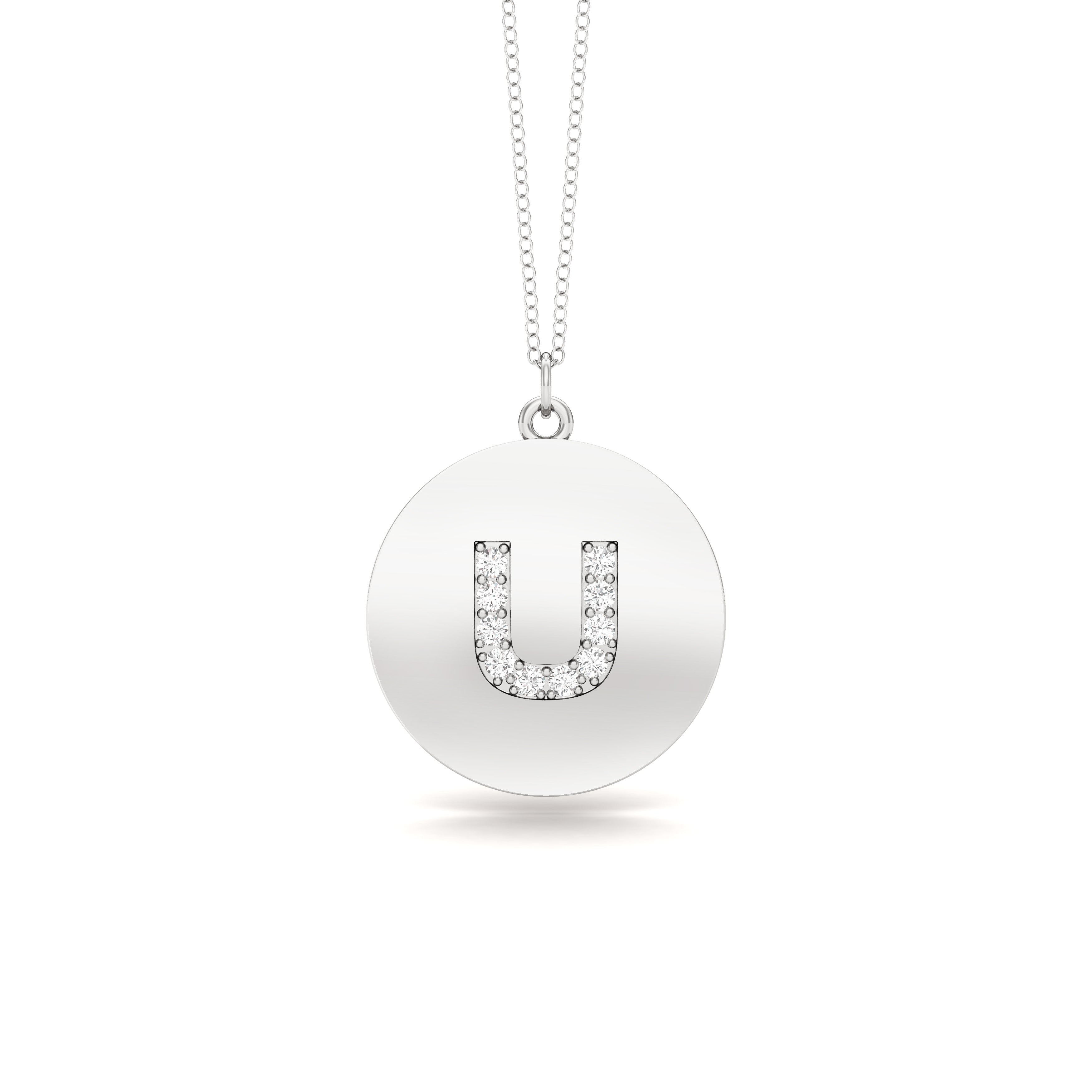 0.07Ct Diamond A-Z Alphabet Initial Pendant, 18" Gold Chain in 14K Gold