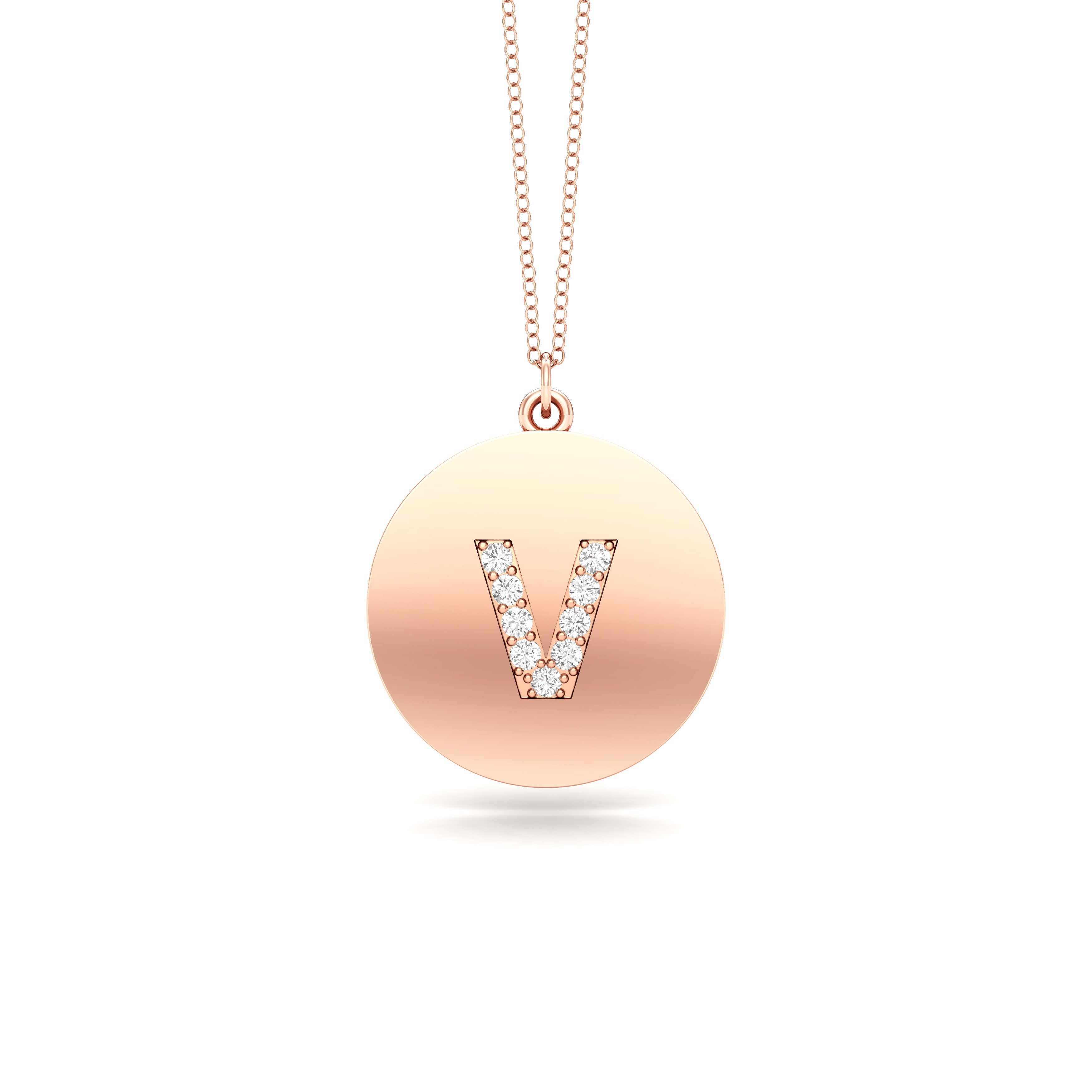 0.07Ct Diamond A-Z Alphabet Initial Pendant, 18" Gold Chain in 14K Gold