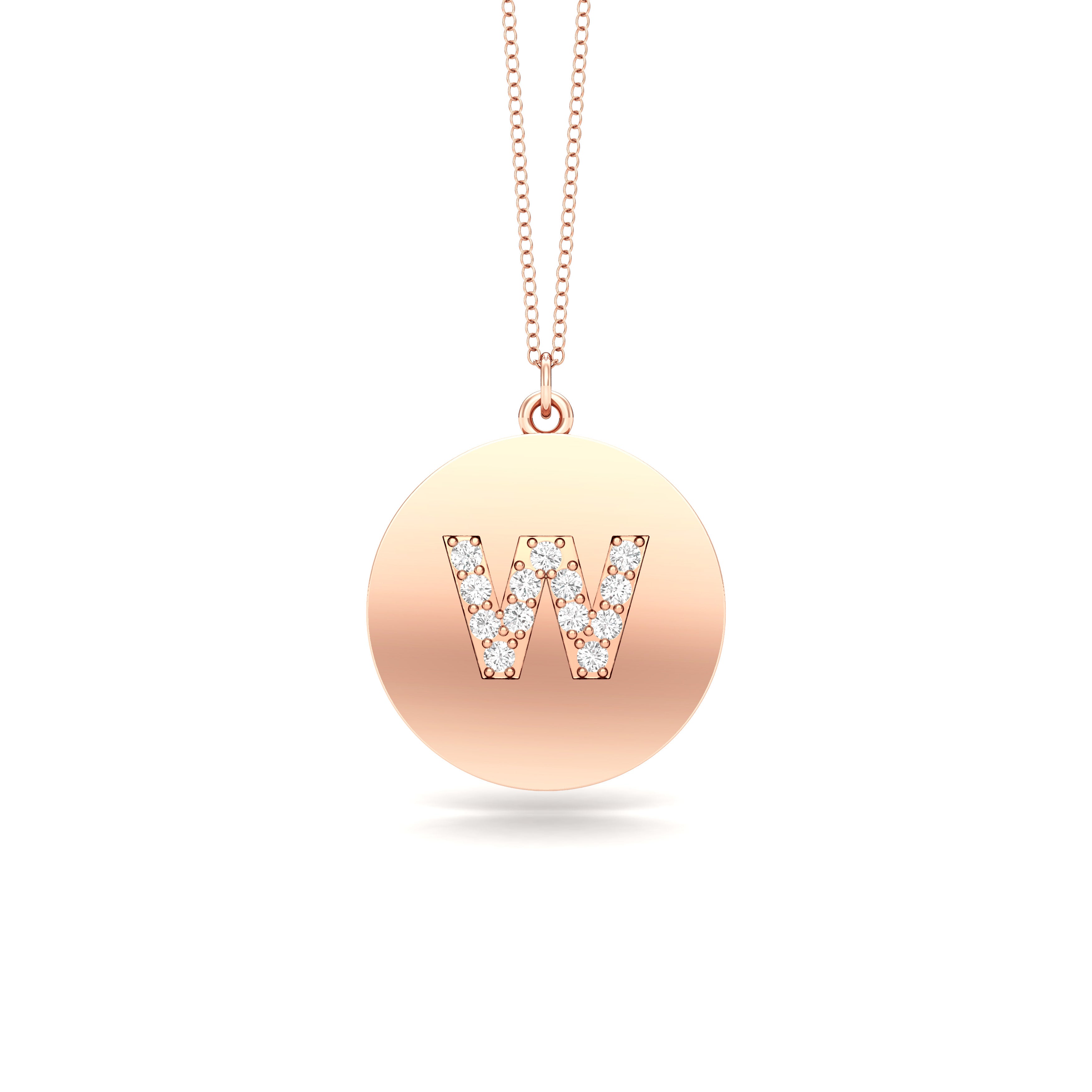 0.07Ct Diamond A-Z Alphabet Initial Pendant, 18" Gold Chain in 14K Gold