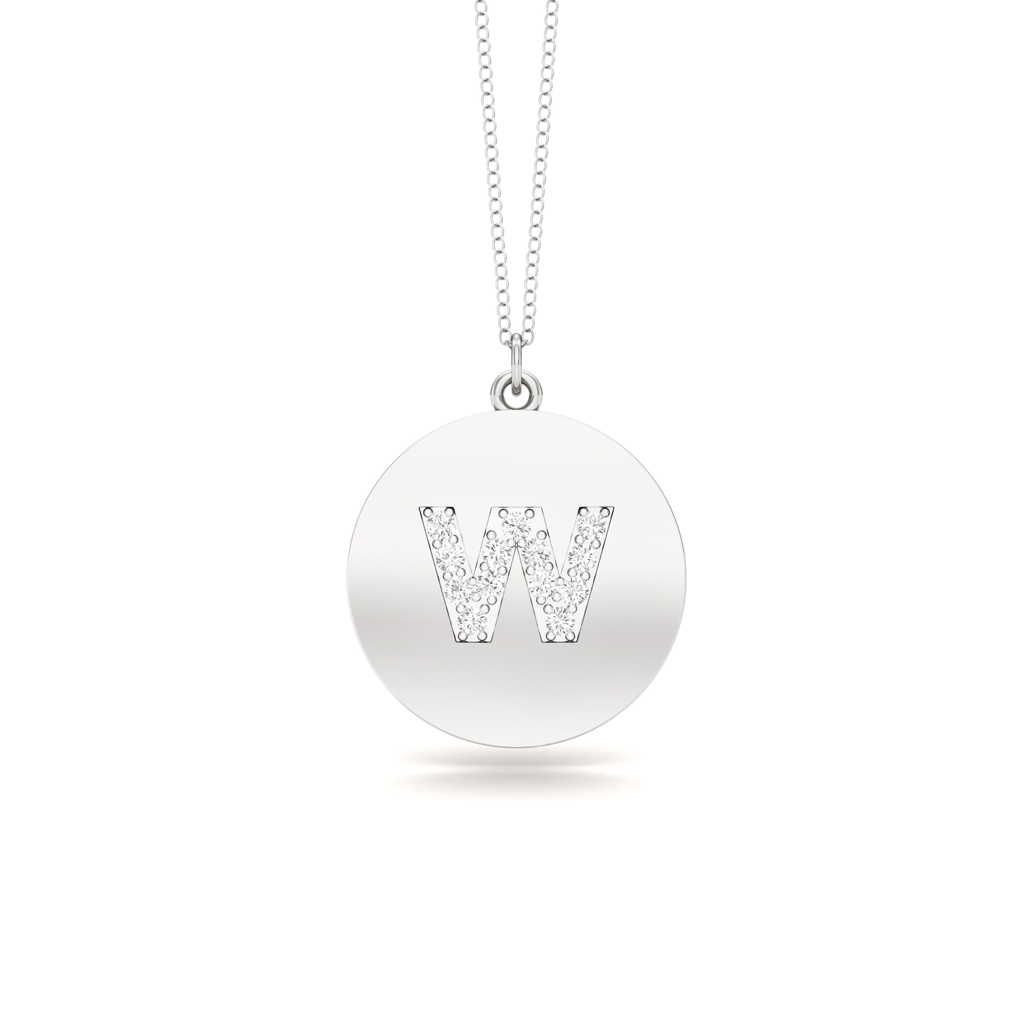 0.07Ct Diamond A-Z Alphabet Initial Pendant, 18" Gold Chain in 14K Gold