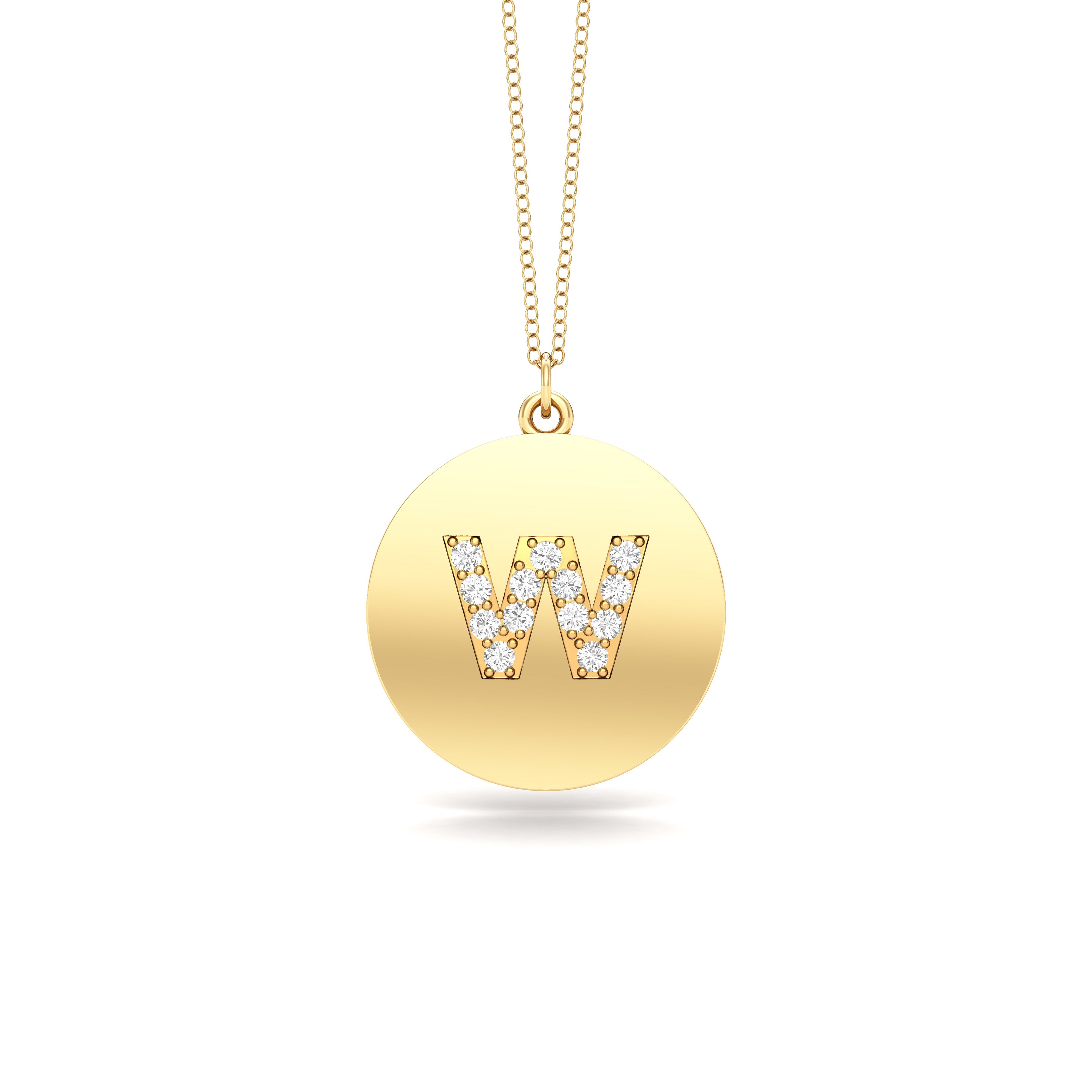 0.07Ct Diamond A-Z Alphabet Initial Pendant, 18" Gold Chain in 14K Gold