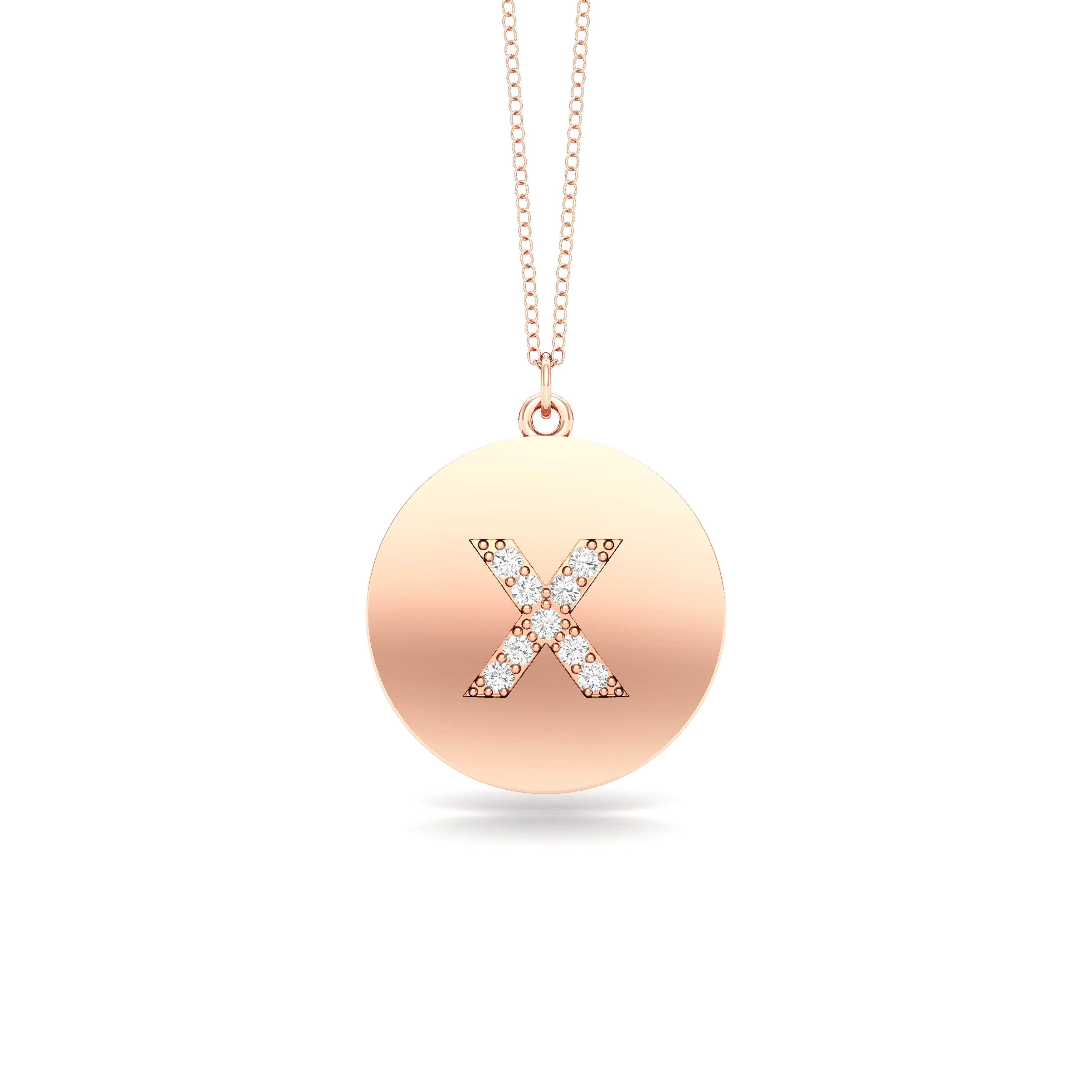 0.07Ct Diamond A-Z Alphabet Initial Pendant, 18" Gold Chain in 14K Gold