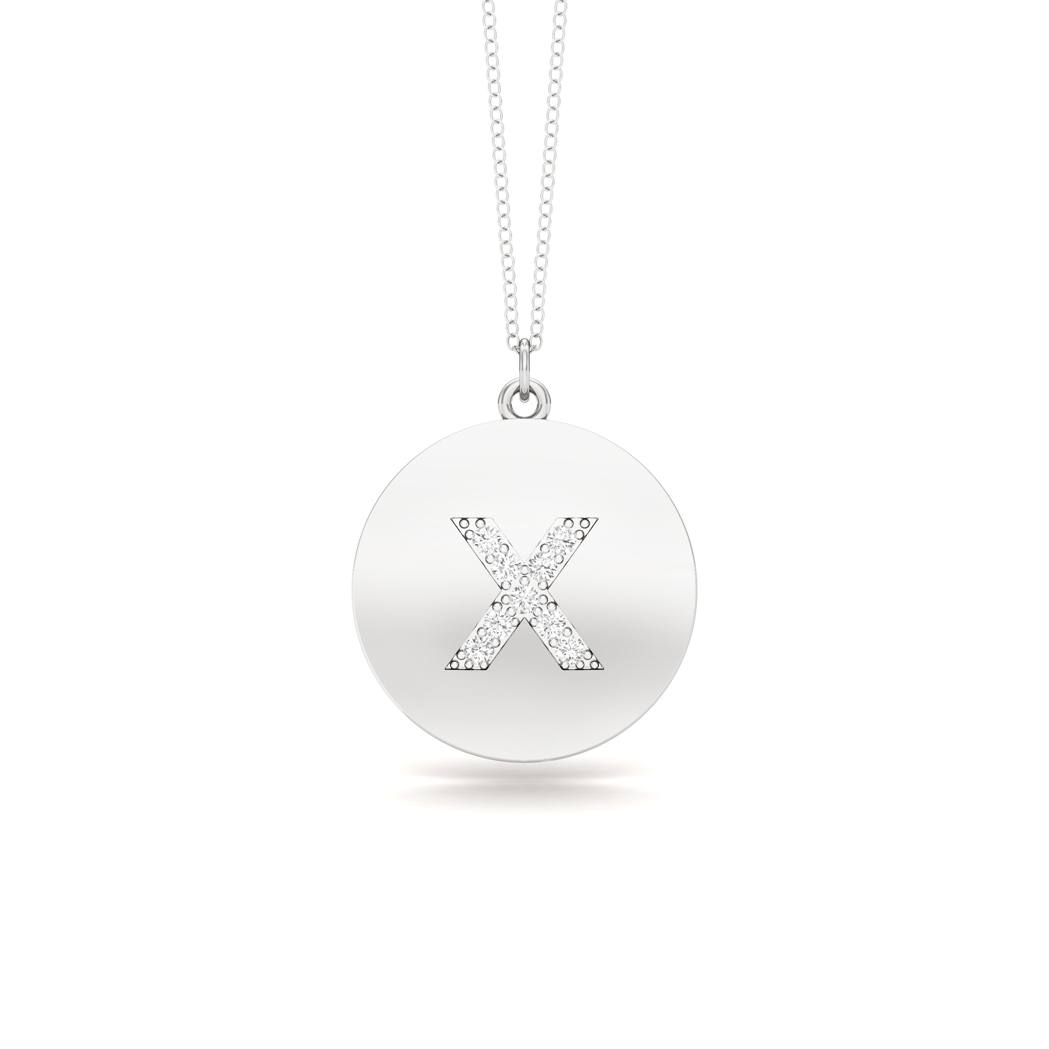 0.07Ct Diamond A-Z Alphabet Initial Pendant, 18" Gold Chain in 14K Gold
