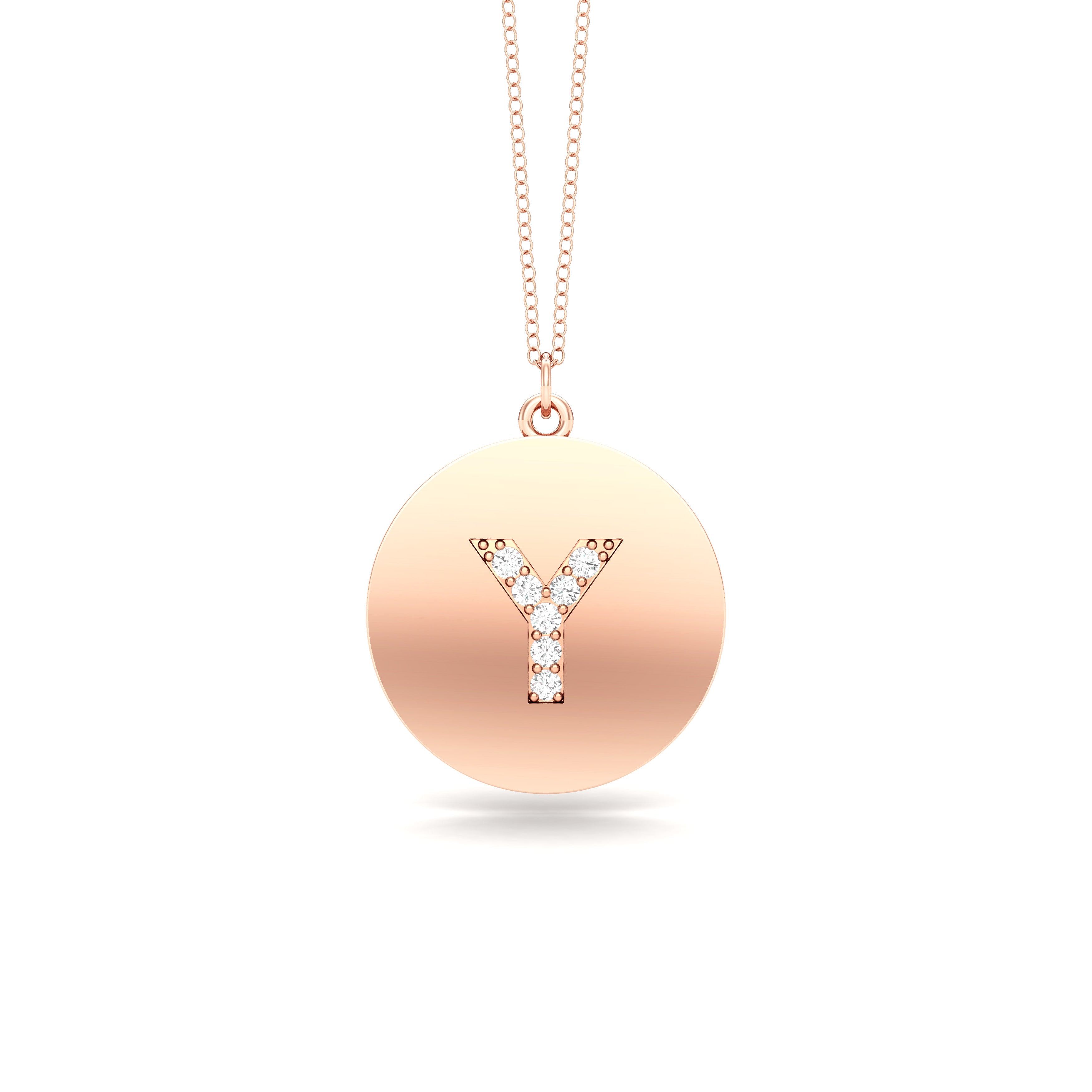 0.07Ct Diamond A-Z Alphabet Initial Pendant, 18" Gold Chain in 14K Gold