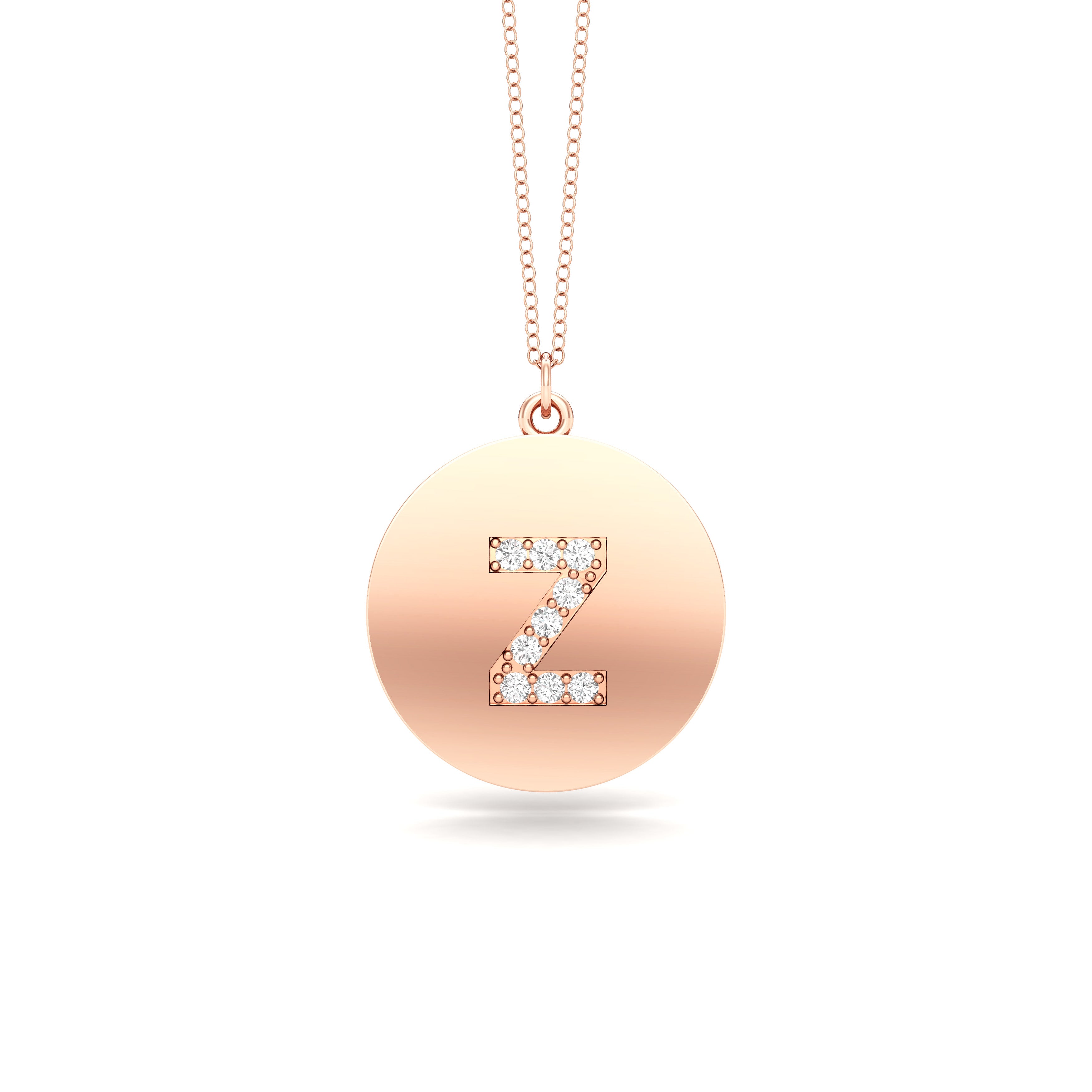 0.07Ct Diamond A-Z Alphabet Initial Pendant, 18" Gold Chain in 14K Gold