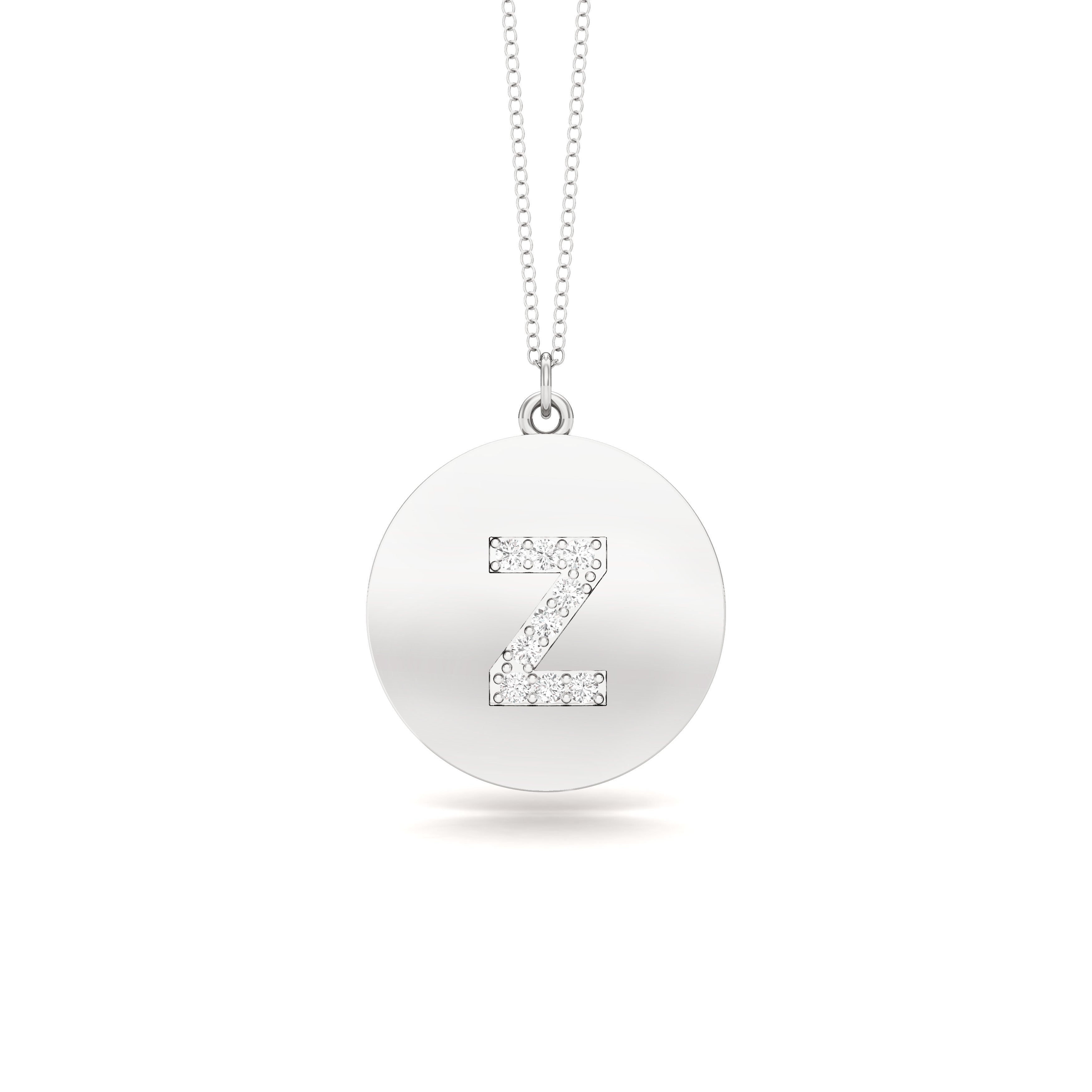 0.07Ct Diamond A-Z Alphabet Initial Pendant, 18" Gold Chain in 14K Gold