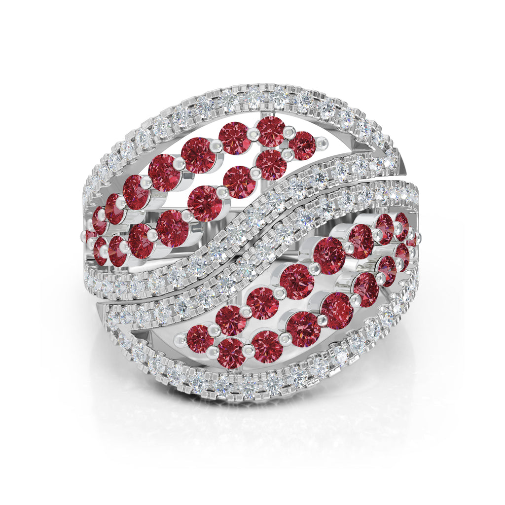 14K Gold Diamond (1.00 Ct, G-H Color, SI2-I1 Clarity) & Ruby Ring