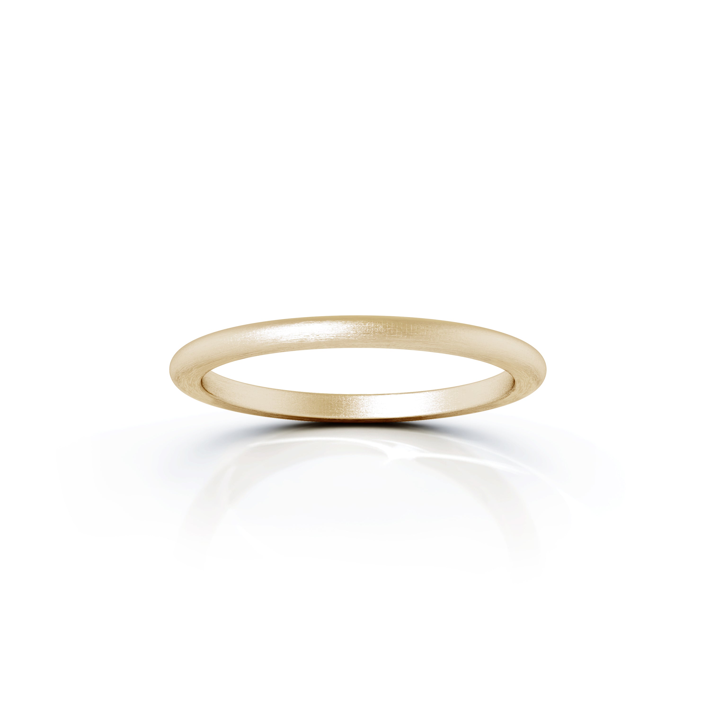 Domed Profile 1.5MM Matte Finish Wedding Band in 14K Gold