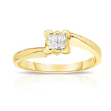 14K  Gold Diamond (0.05 Ct, G-H color, SI2-I1 Clarity) Squared Flower Stackable Ring