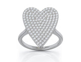 14K Gold Diamond (0.60 Ct, G-H Color, SI2-I1 Clarity) Large Heart Ring