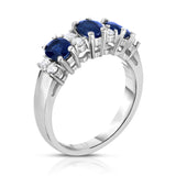 14K White Gold Oval Blue Sapphire & Diamond (1/4 Ct, G-H Color, SI2-I1 Clarity) Ring