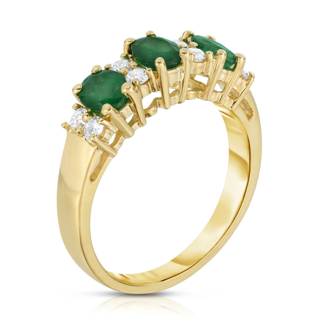 14K Yellow Gold Oval Emerald & Diamond (1/4 Ct, G-H Color, SI2-I1 Clar –  Noray Designs