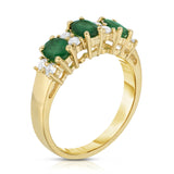 14K Yellow Gold Oval Emerald & Diamond (1/4 Ct, G-H Color, SI2-I1 Clarity) Ring