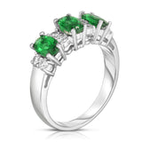 14K White Gold Oval Emerald & Diamond (1/4 Ct, G-H Color, SI2-I1 Clarity) Ring