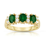 14K Yellow Gold Oval Emerald & Diamond (1/4 Ct, G-H Color, SI2-I1 Clarity) Ring