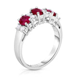 14K White Gold Oval Ruby & Diamond (1/4 Ct, G-H Color, SI2-I1 Clarity) Ring