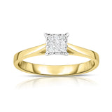 14K  Gold Diamond (0.06 Ct, G-H color, SI2-I1 Clarity) Square Stackable Ring