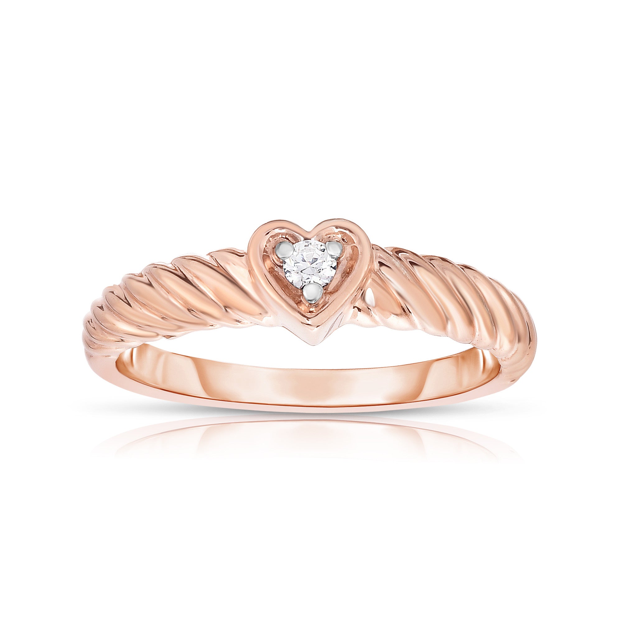 0.05Ct Diamond Heart Twisted Ring in 14K Gold