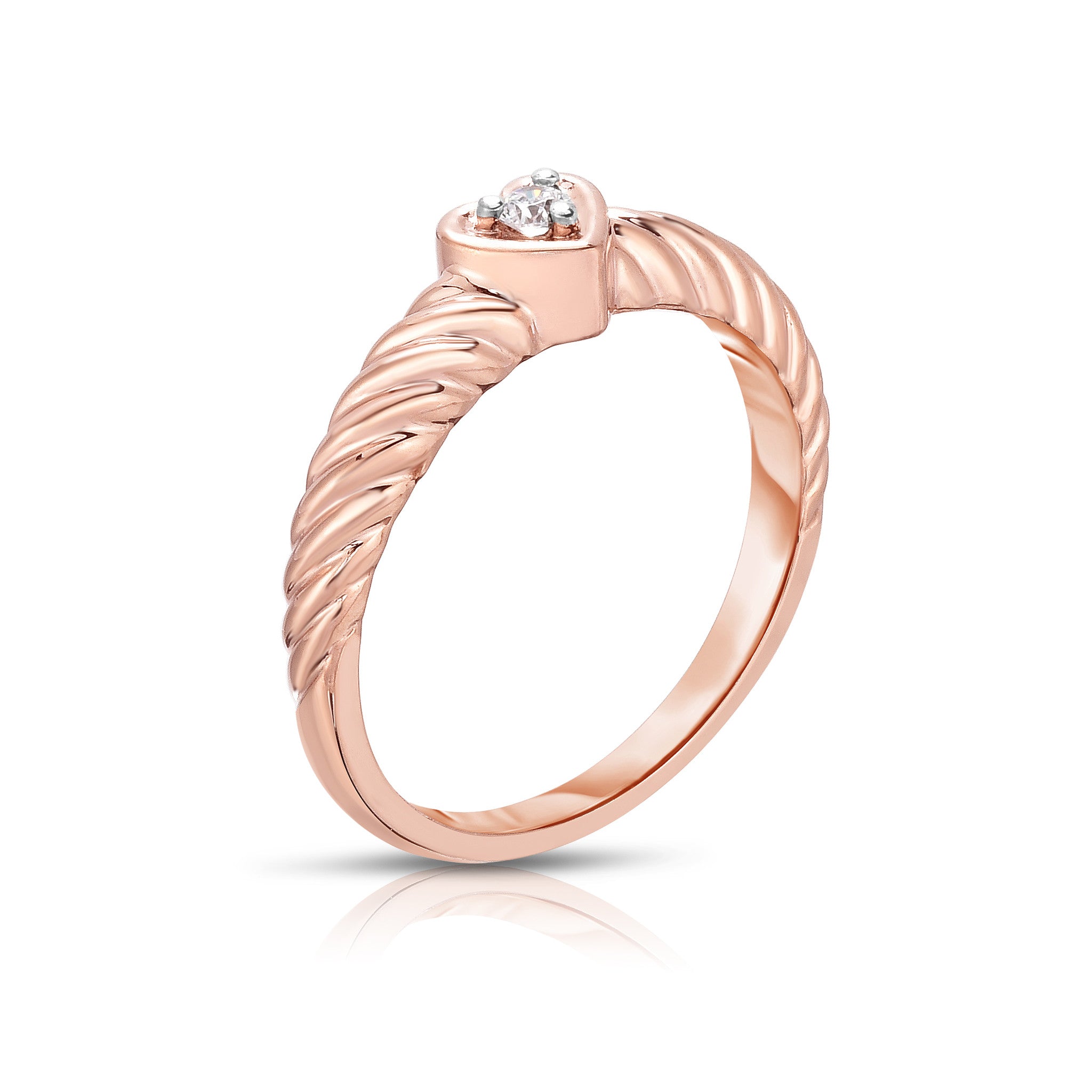 0.05Ct Diamond Heart Twisted Ring in 14K Gold