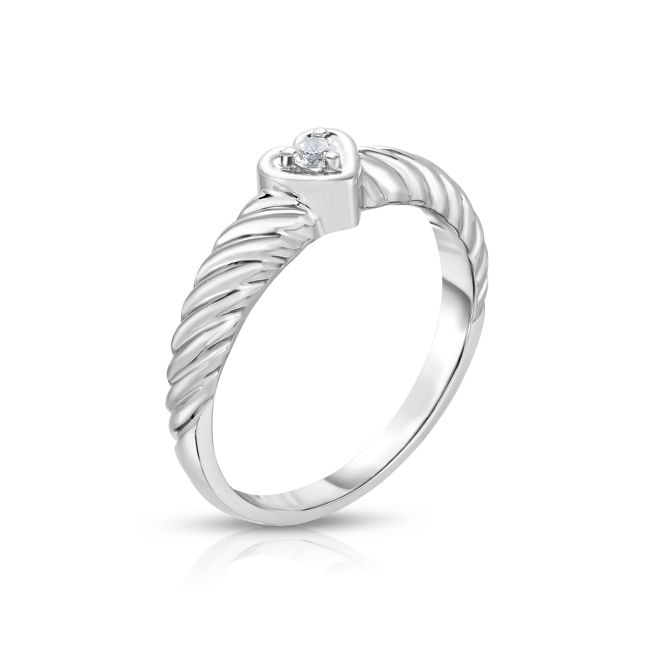 0.05Ct Diamond Heart Twisted Ring in 14K Gold