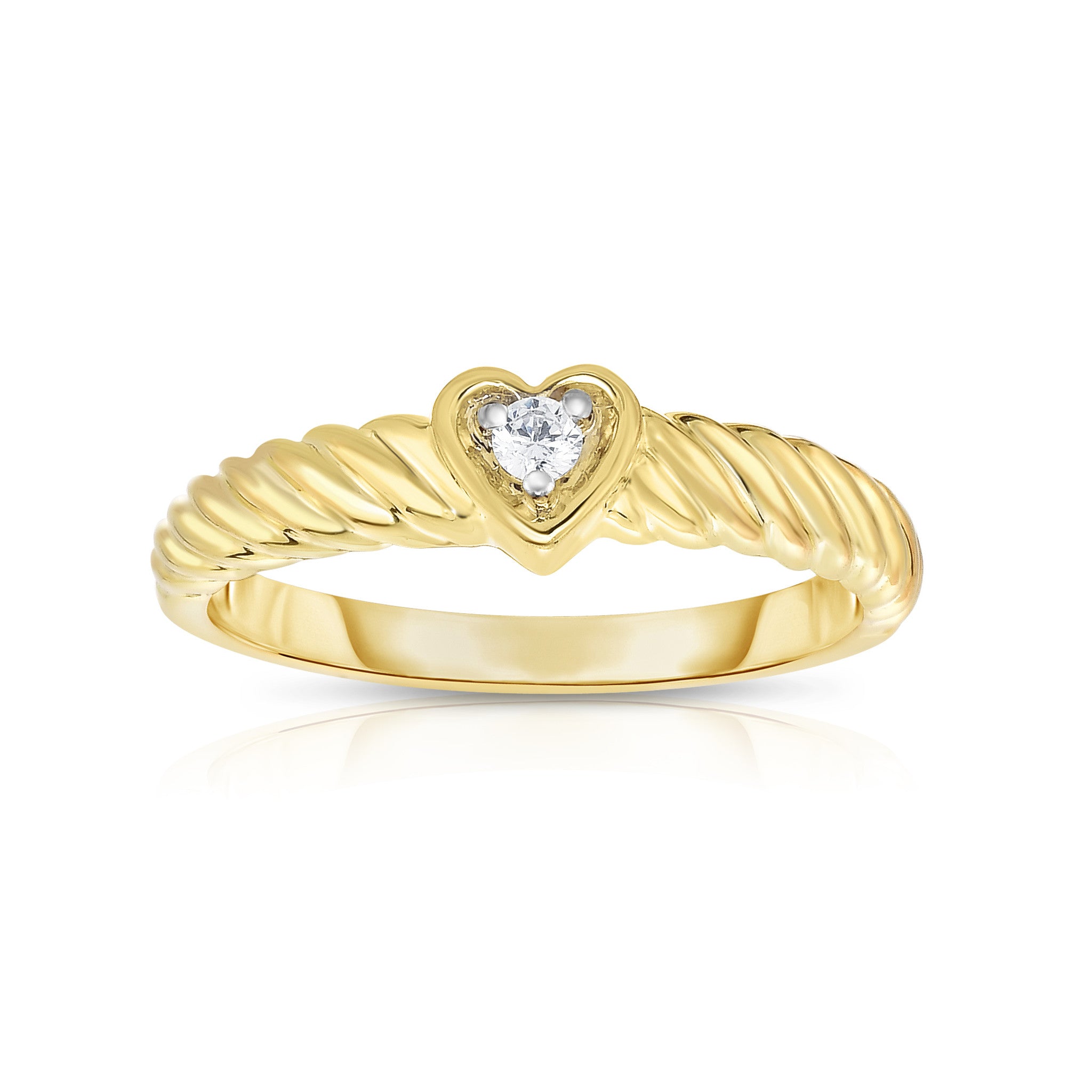 0.05Ct Diamond Heart Twisted Ring in 14K Gold