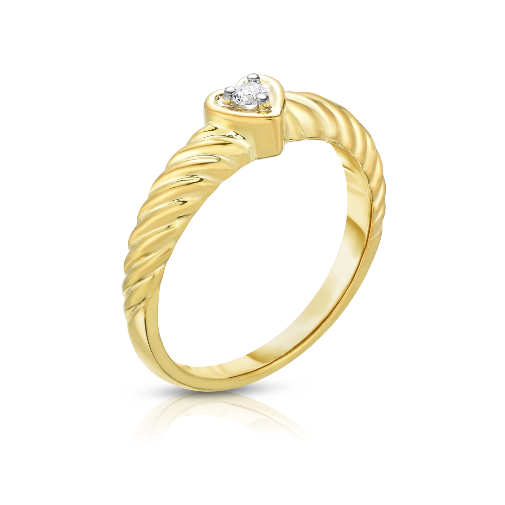 0.05Ct Diamond Heart Twisted Ring in 14K Gold