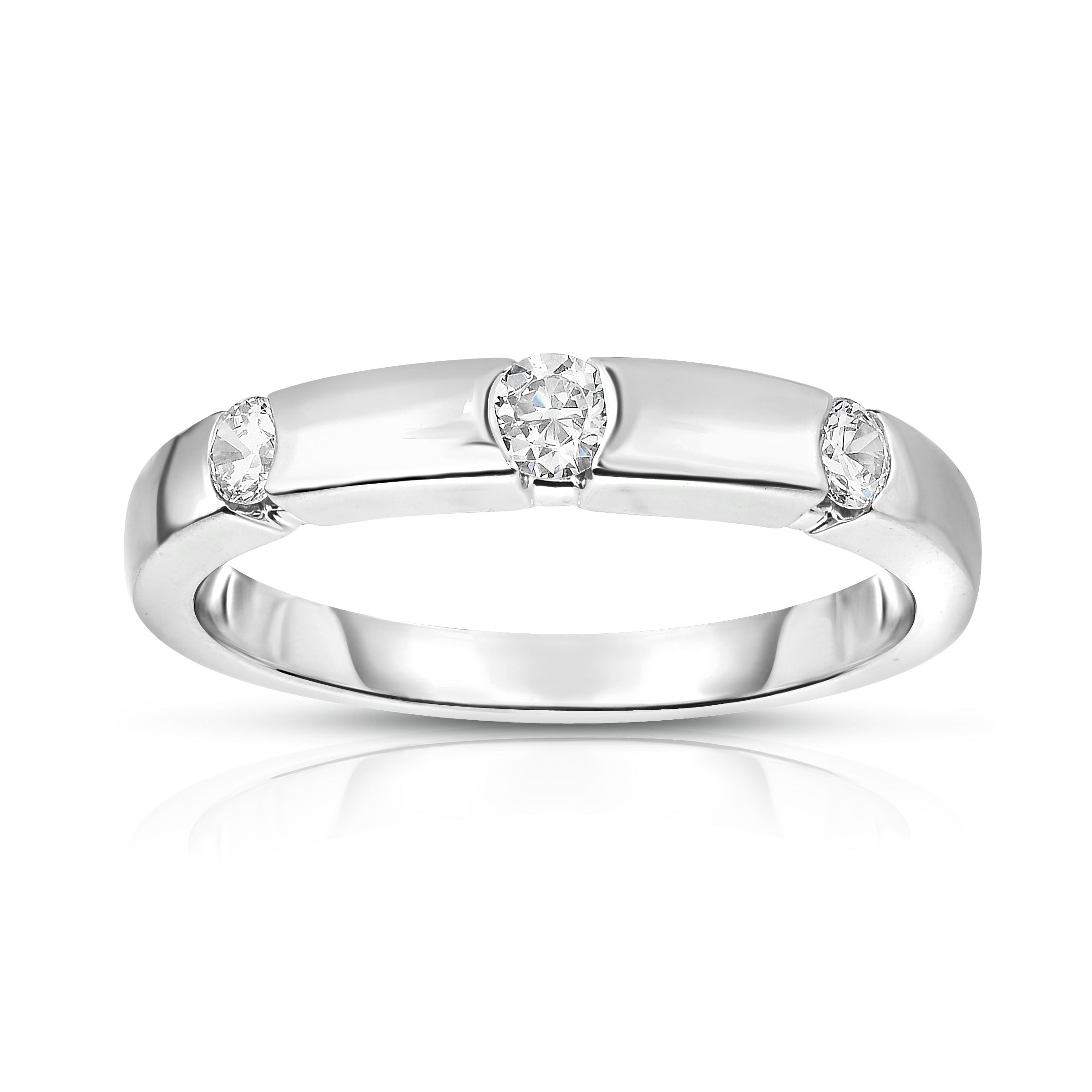 3-Stone Channel Set 0.22Ct Diamond Ring in 14K White Gold