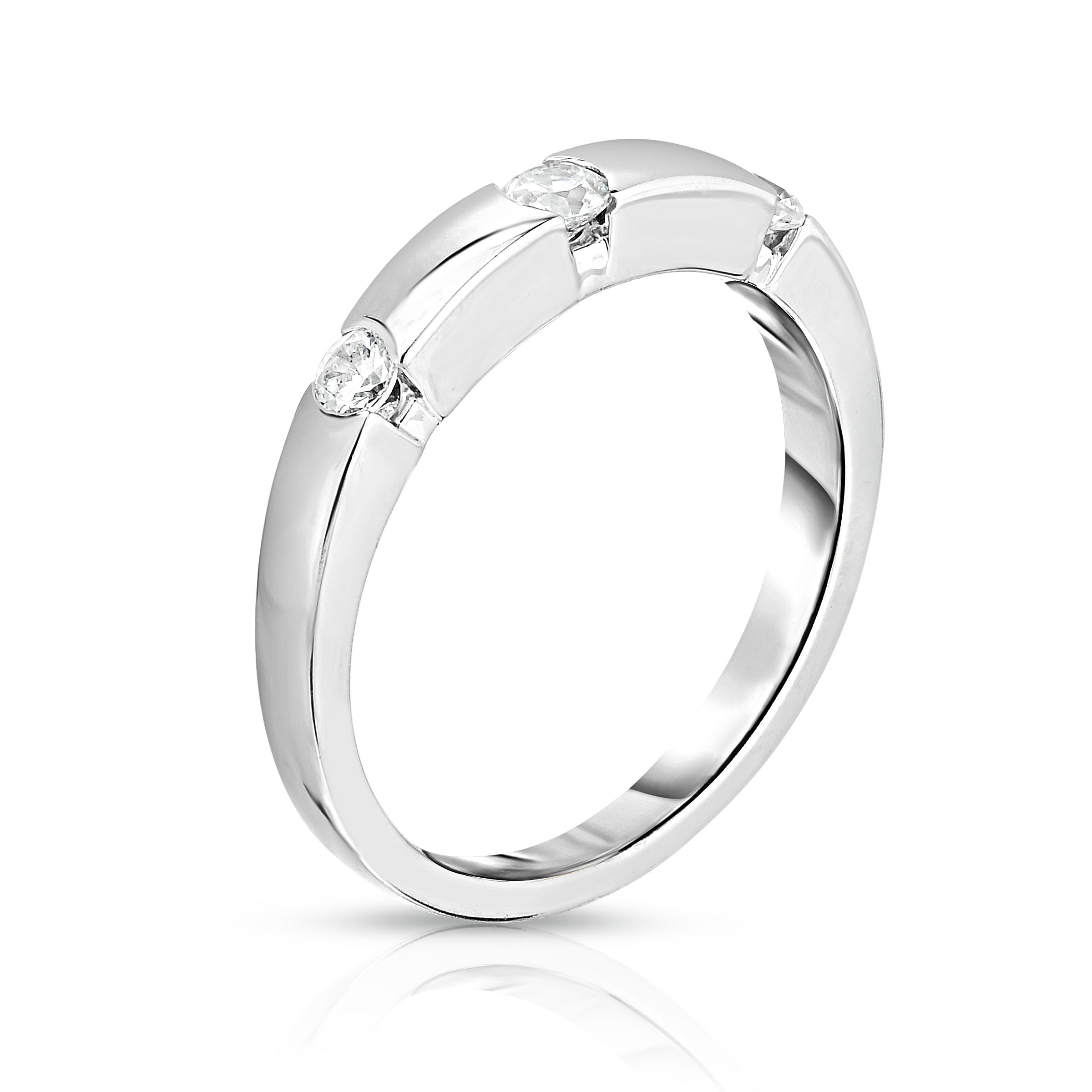 3-Stone Channel Set 0.22Ct Diamond Ring in 14K White Gold