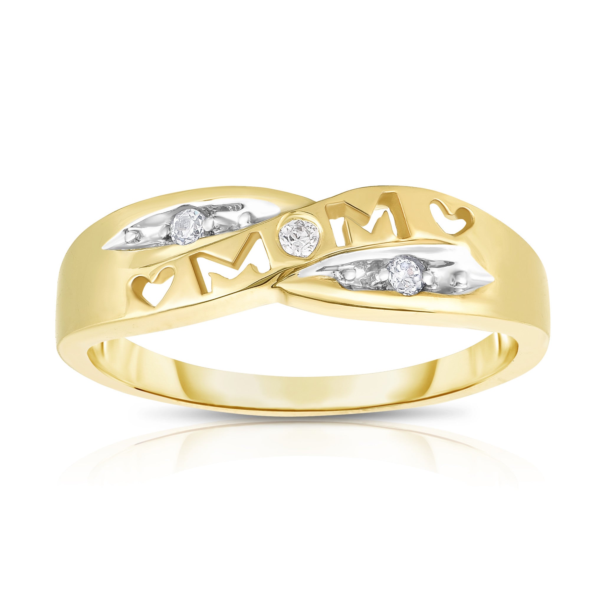 0.06Ct Diamond "Mom" Heart Ring in 14K Gold