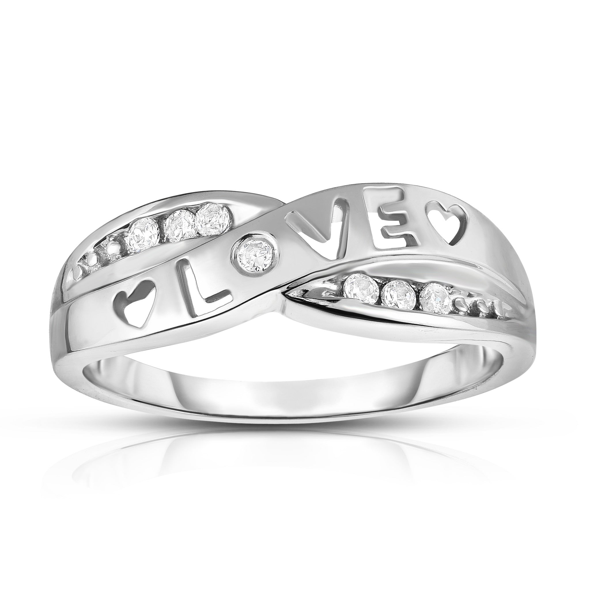 0.10Ct Diamond "Love" Heart Ring in 14K Gold