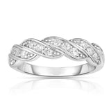 14K White Gold Diamond (0.25 Ct, G-H Color, SI2-I1 Clarity) Braided Wedding Ring