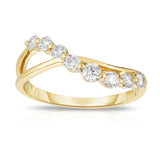 14k Gold Diamond (0.40 Ct, G-H, I1-I2 Clarity) Wave Ring
