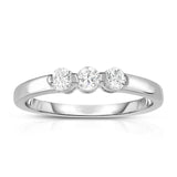 14K White Gold 3-Stone Single Prong Diamond (0.23 Ct, G-H Color, SI2-I1 Clarity) Ring