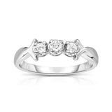 14K White Gold 3-Stone Diamond (0.18 Ct, G-H Color, I1-I2 Clarity) Engagement Ring