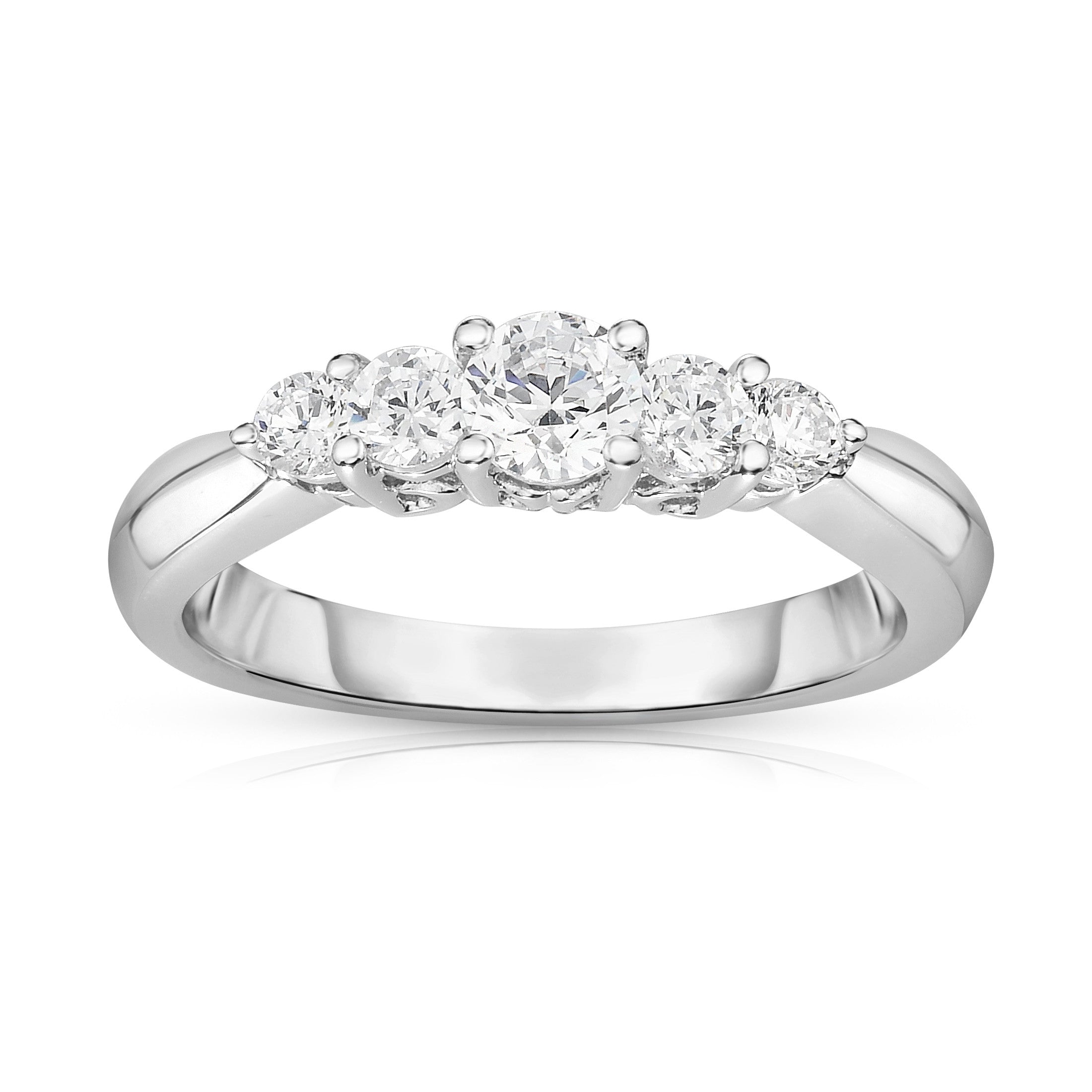 5-Stone 0.60Ct Diamond Ring 14K White Gold