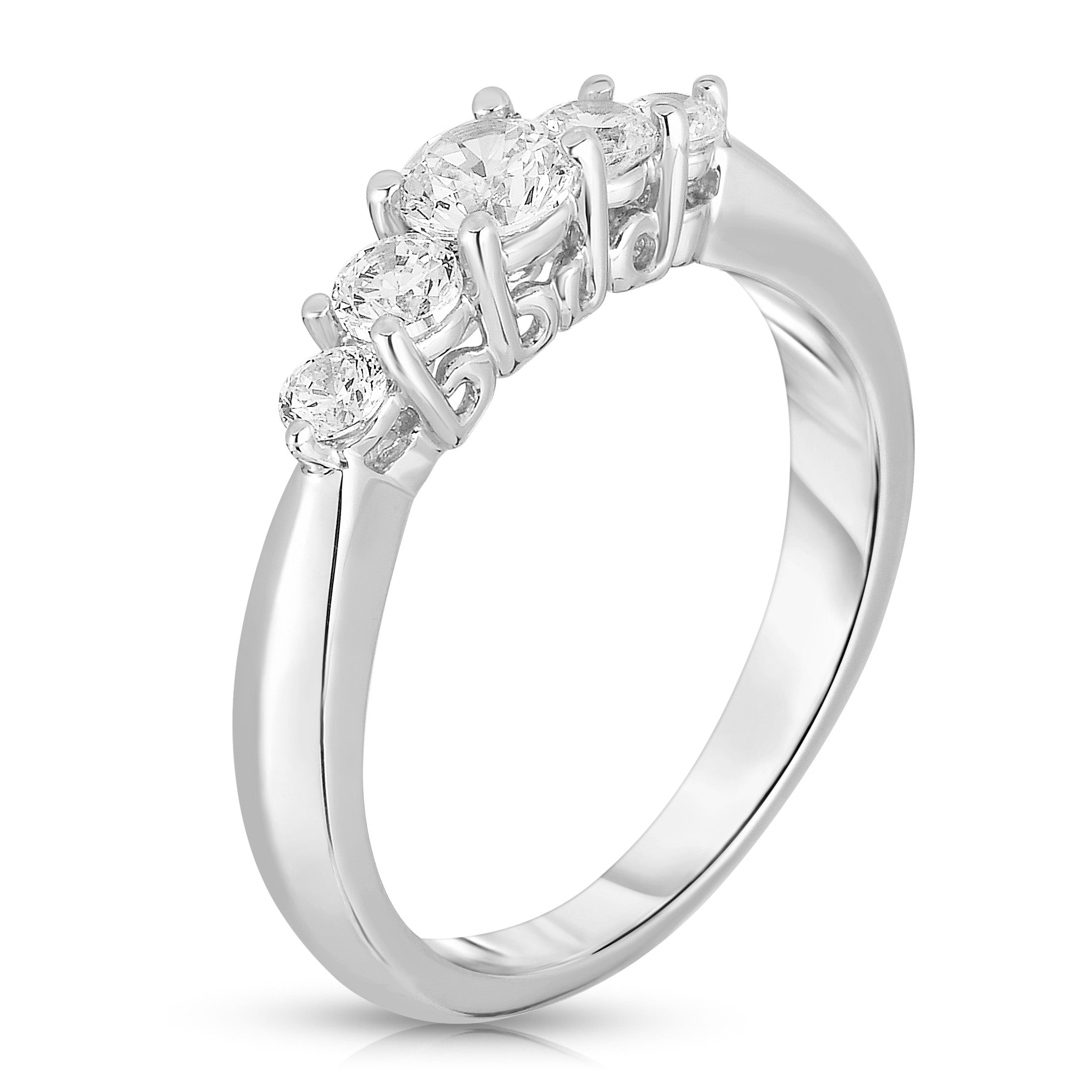 5-Stone 0.60Ct Diamond Ring 14K White Gold