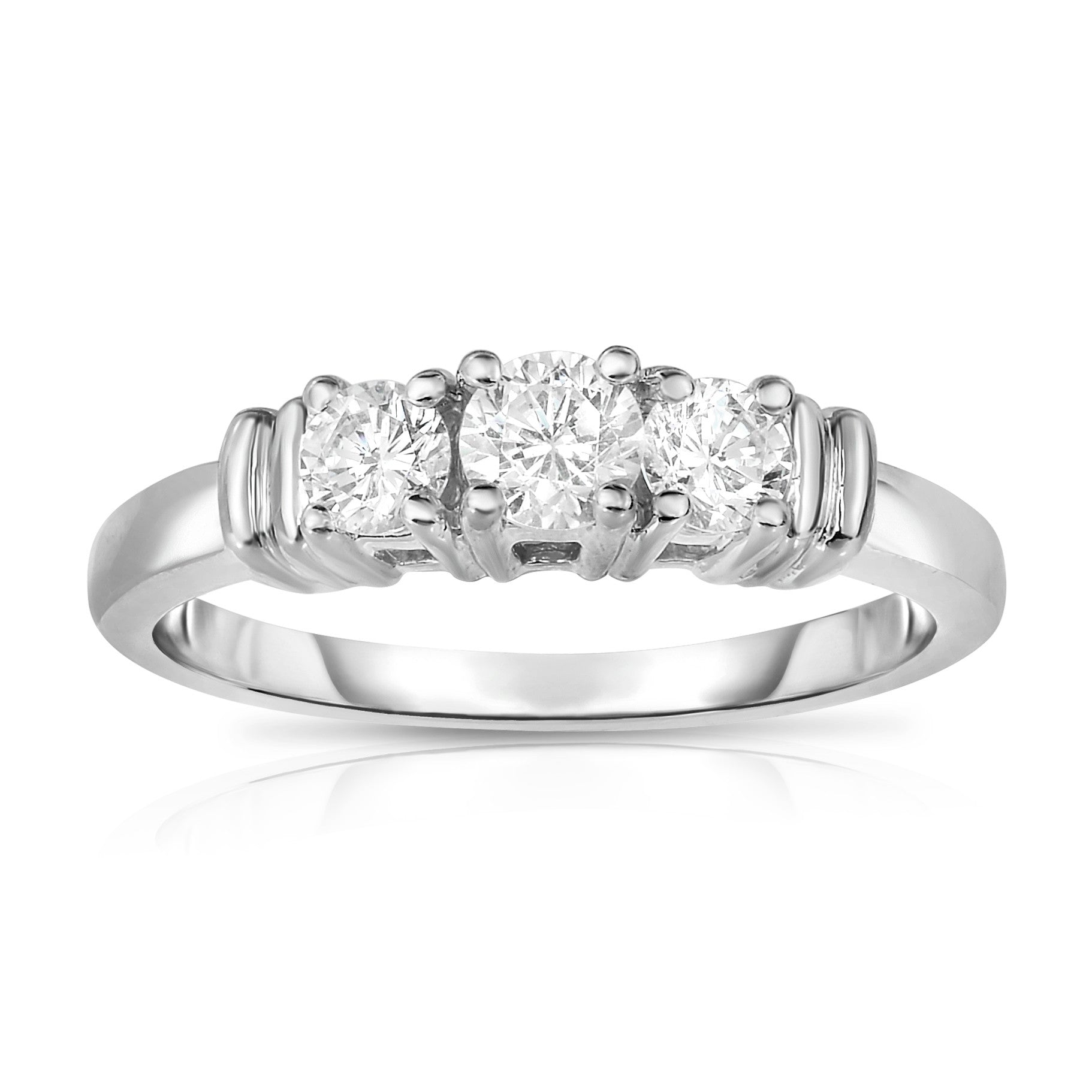 3-Stone 0.50Ct Diamond Engagement Ring in 14K White Gold