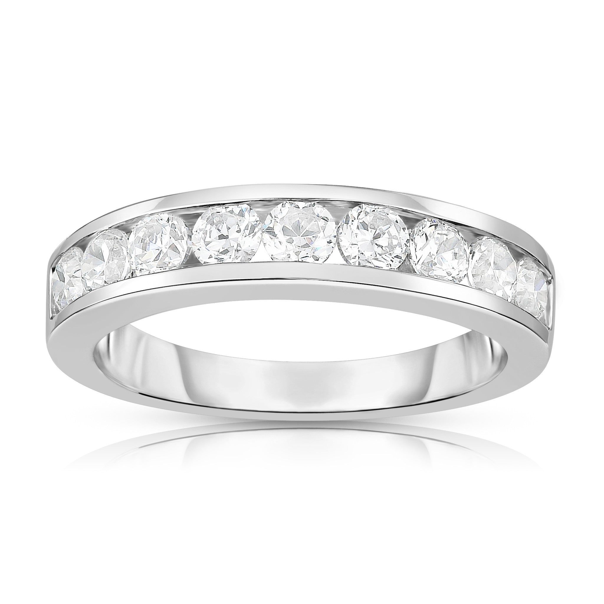 0.90Ct Diamond Channel Wedding Band in 14K White Gold