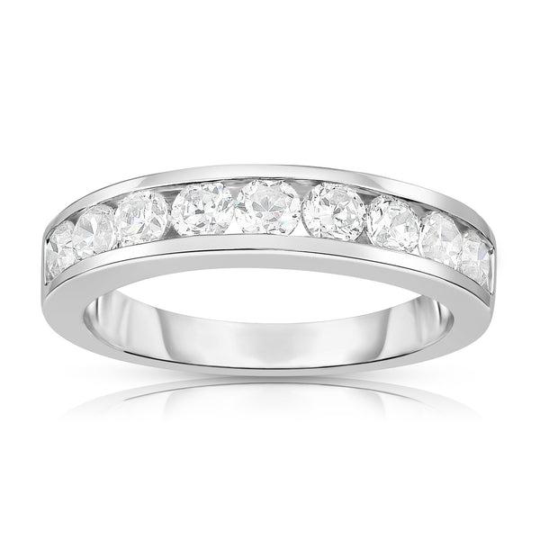 14K White Gold Diamond (0.90 Ct, I1-I2 Clarity, G-H Color) Channel Wedding Band