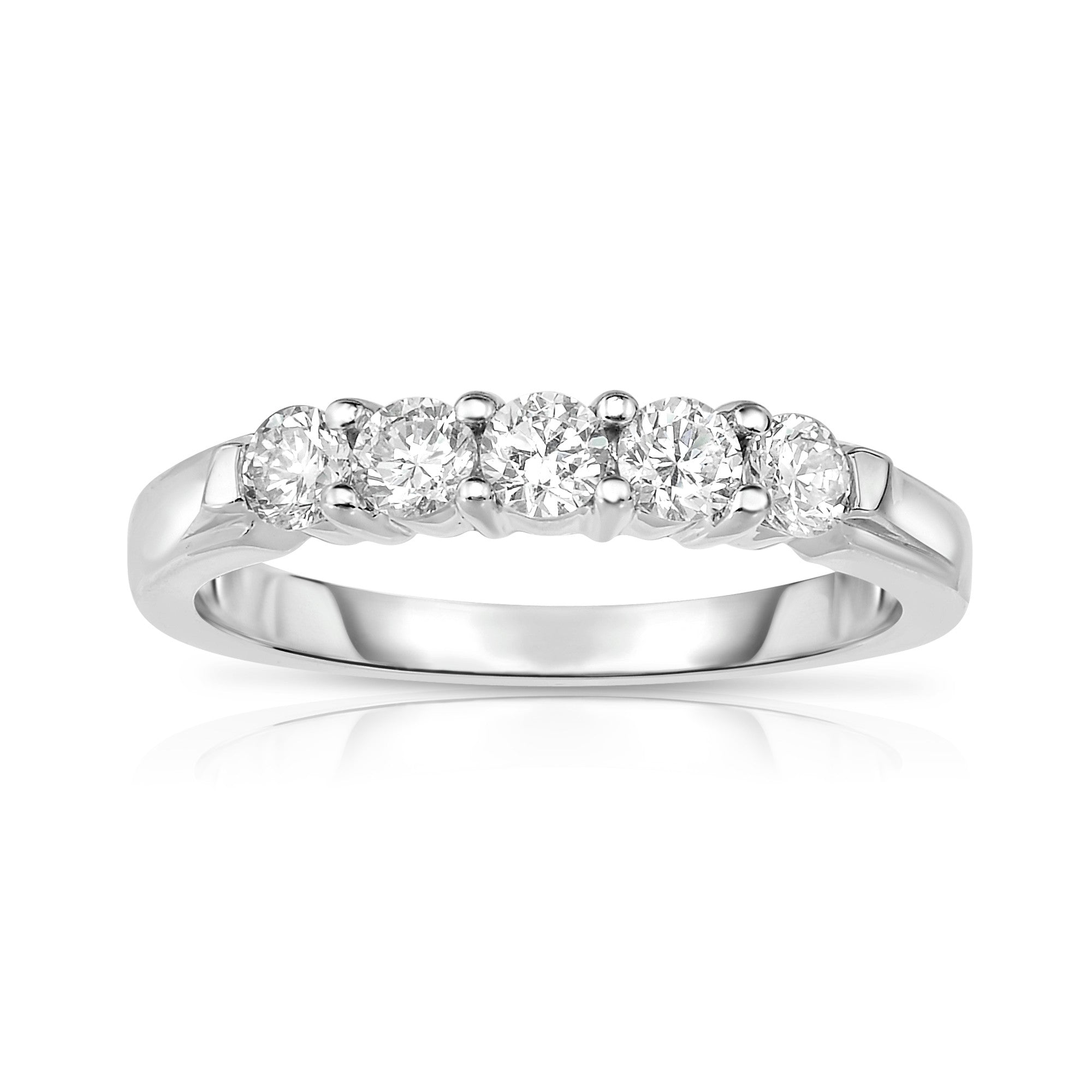 5-Stone 0.50Ct Diamond Engagement Ring in 14K White Gold