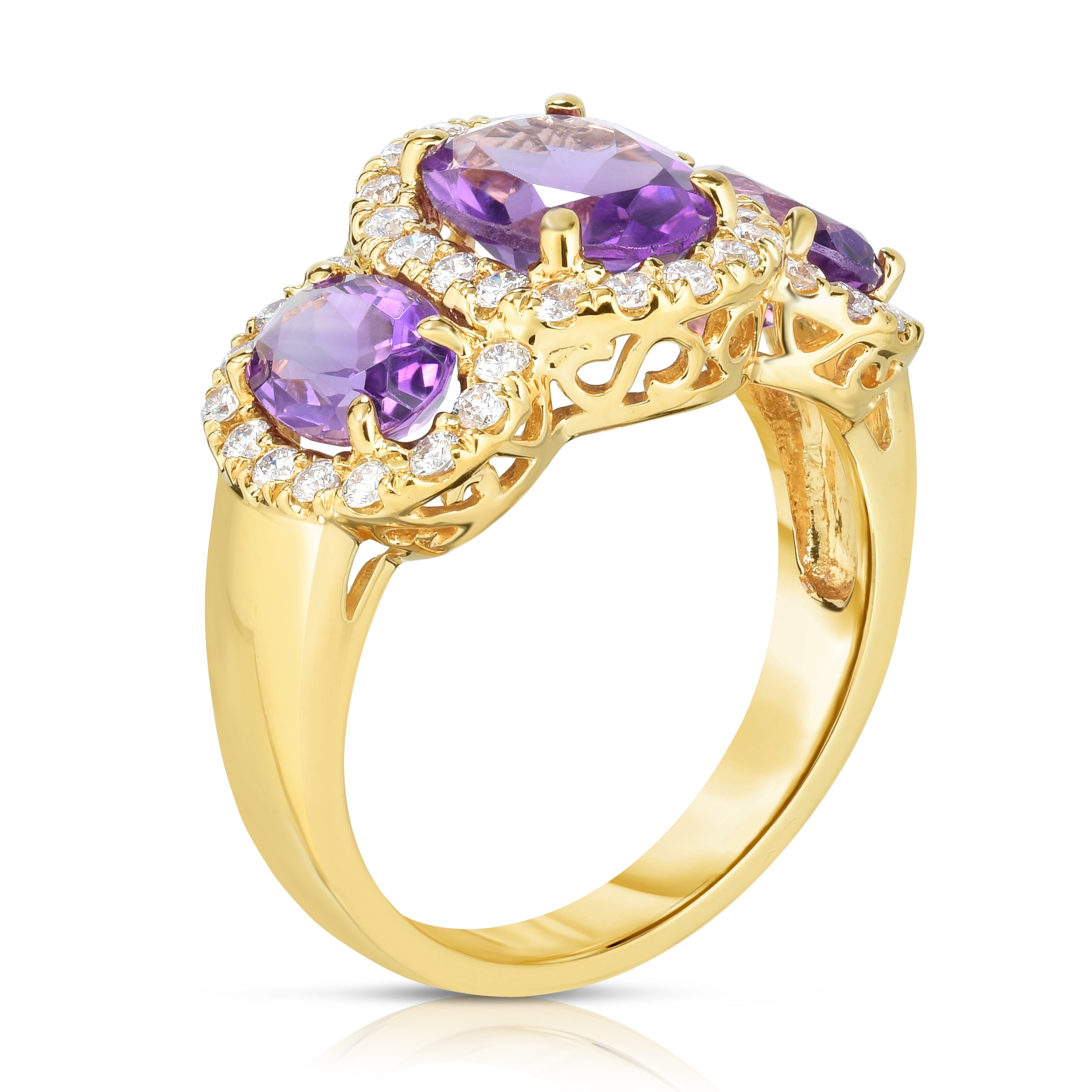 Oval Shape Gemstone & 0.52Ct Diamond Ring in 14K Gold