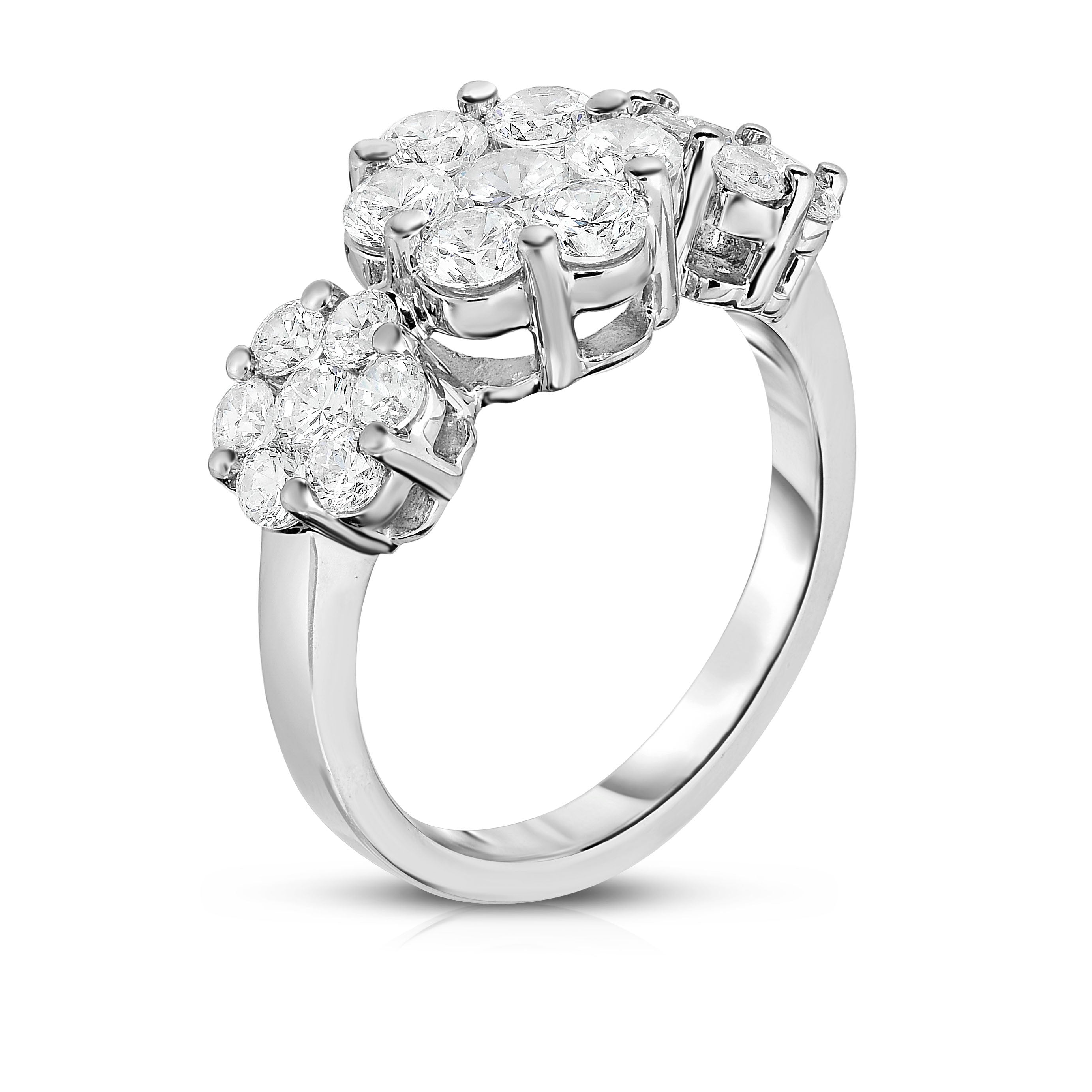 1.90Ct Diamond Cluster Ring in 14K White Gold