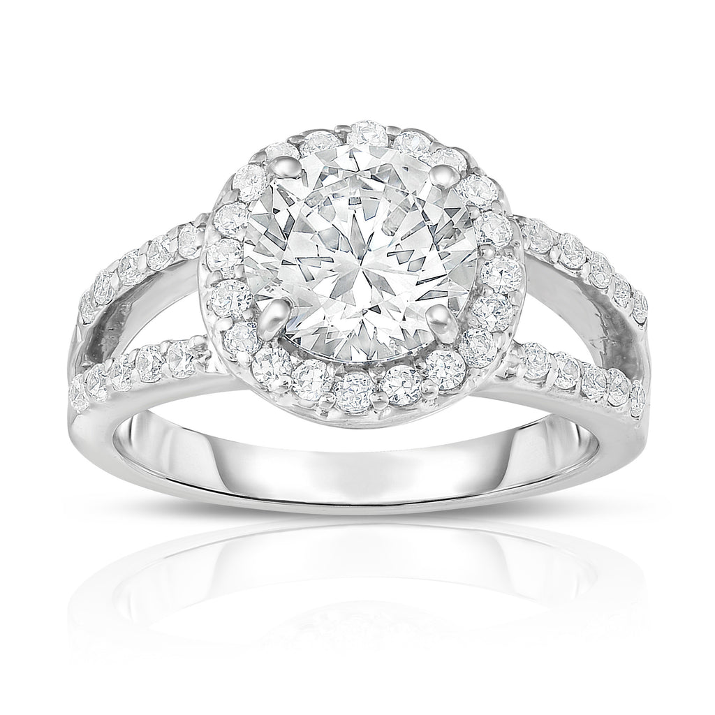 GIA Certified 14K White Gold Diamond (2.40 Ct, G Color, SI2 Clarity) Halo Engagement Ring