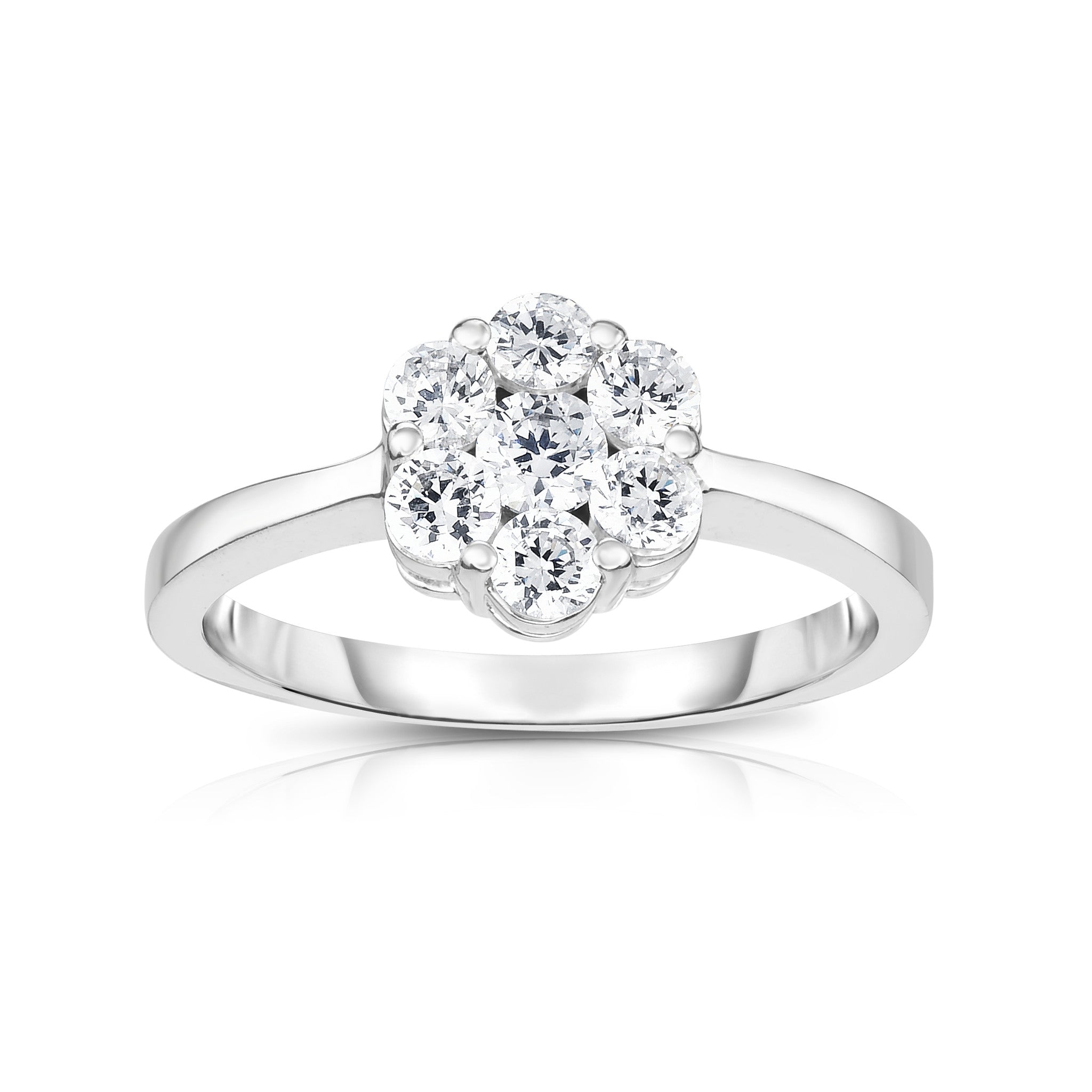 0.75Ct Diamond Cluster Ring in 14K White Gold