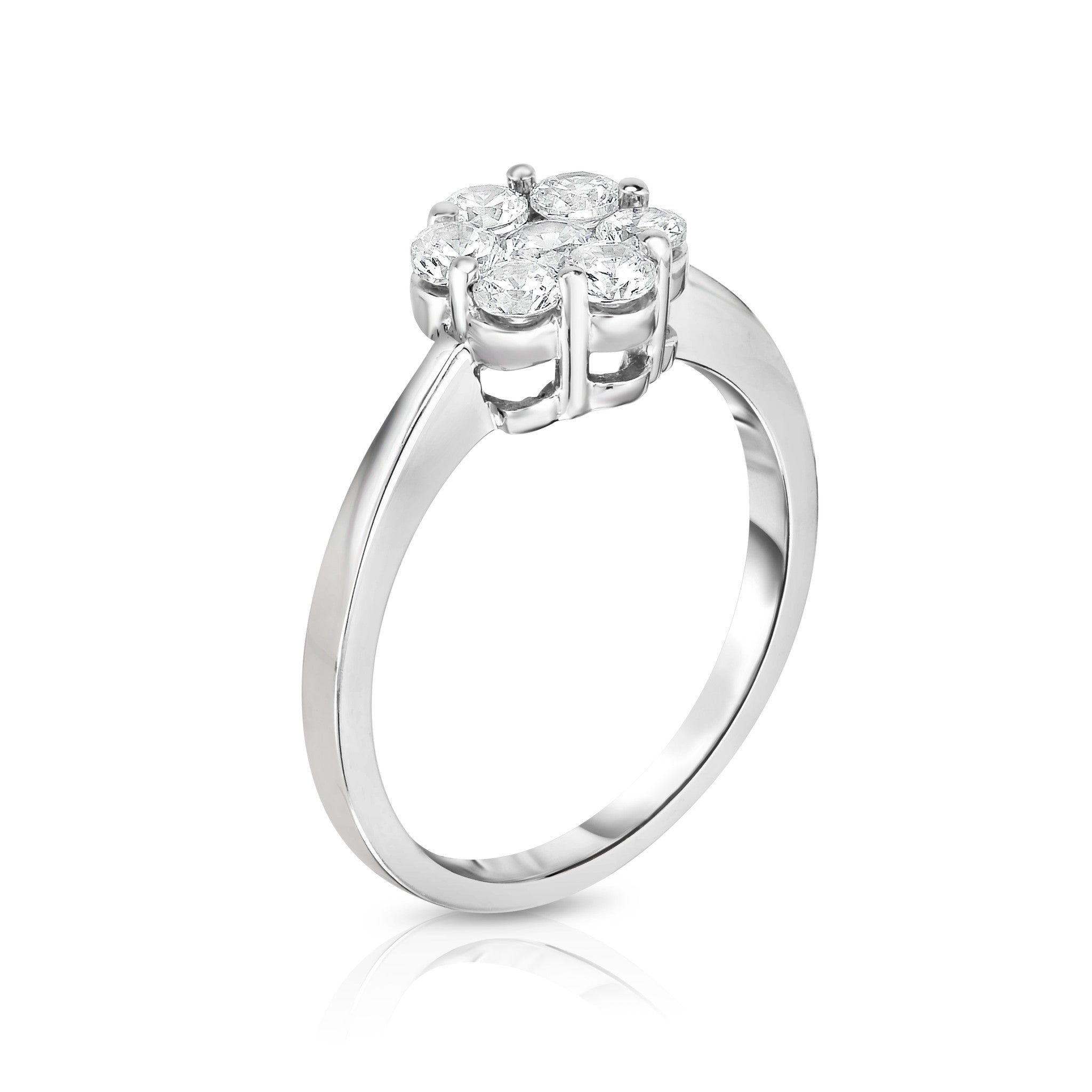 0.75Ct Diamond Cluster Ring in 14K White Gold