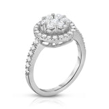 14K White Gold Diamond (0.95 Ct, G-H Color, SI2-I1 Clarity) Cluster Ring