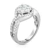 14K White Gold Diamond (1.10 Ct, G-H Color, SI2-I1 Clarity) Cluster Ring
