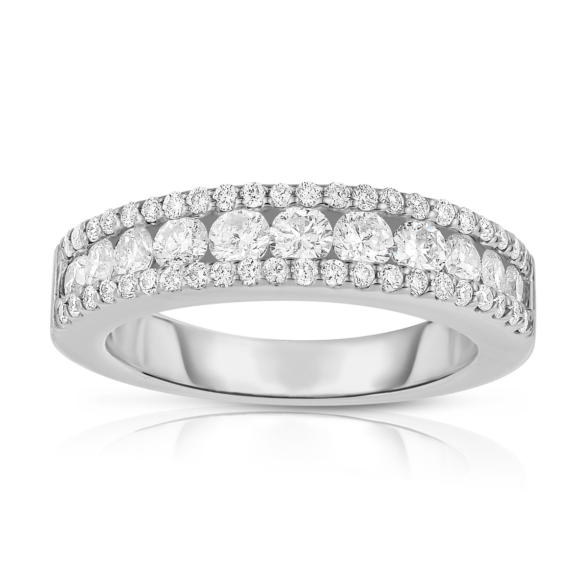 1.10Ct Diamond Wide Wedding Band in 14K White Gold