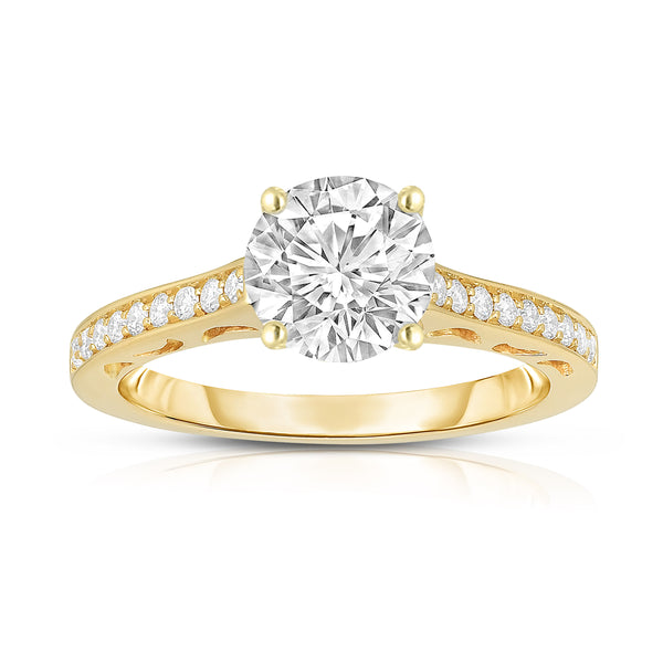 GIA Certified 14K Gold Diamond (1.18 Ct, G Color, SI2 Clarity) Engagement Ring